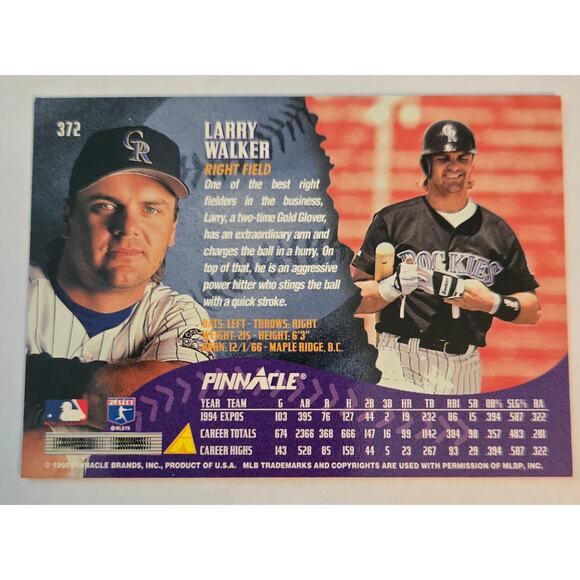 Lot of 3 Larry Walker Pinnacle 1995 MLB Baseball Cards Colorado Rockies Outfield - Picture 4 of 4